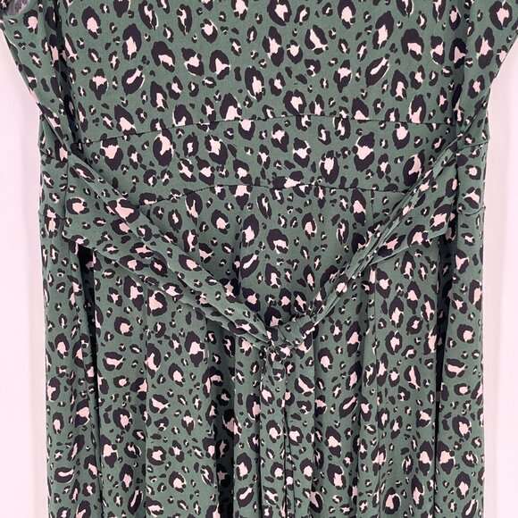 Torrid Studio Knit Hi-Low Midi Dress 2X Green Leopard Wrap V-Neck Falll - Picture 7 of 11